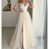 See through Wedding Dress Women's Wedding Dress Lace Long Dress