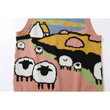 Men Sweater Cartoon Jacquard Sleeveless Sweater Vest Men's Coat