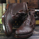 Justin Yellowstone Boots Autumn And Winter Men'S Round Toe Dr. Martens Boots Woven Large Size Men'S Leather Shoes
