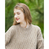 Naomi Watts Gypsy Outfits Pullover Cashmere Sweater Women's Loose round Neck Cable-Knit Sweater Sweater