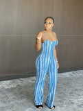 Coachella Music Festival Outfits Women 'S Halter Strap Striped Jumpsuit Jumpsuit