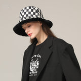 Vintage Check Bucket Hat Black and White Plaid