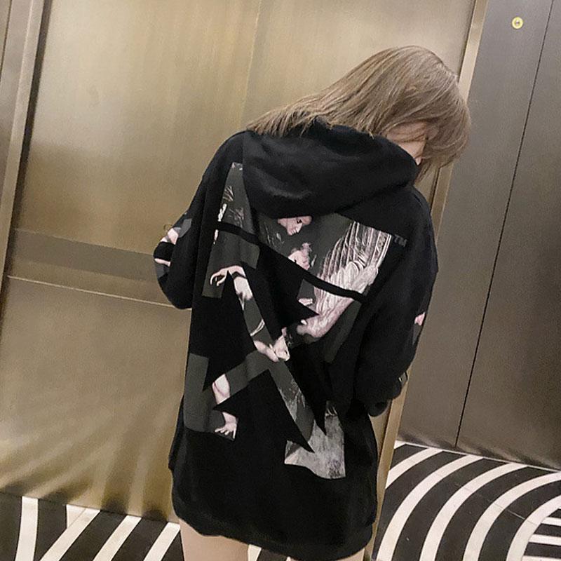 Off White Hoodie With Arrow Print Off Ow Arrow Print Cotton Hooded Sweater For Men Owt