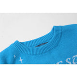 Men Sweater Cartoon Bear Embroidery Sweater Men's Loose round Neck Pullover