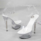 Clear Heels T-Stage Auto Show Model Shoes for Catwalk Transparent Pole Dance Crystal Shoes