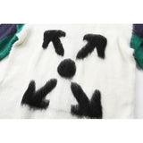 Off White Sweater Men'S Arrow Color Matching Sweater Coat Owt