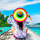 Summer Hats Rainbow Striped Hat Children Sun Protection Hat Beach Sun Hat