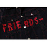 Vlone Jean Jacket Large V Coat Letter Men'S And Women'S Loose Denim Jacket