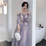 Mauve Dress Bridesmaid Purple Women's Autumn and Winter Fairy Slim Fit
