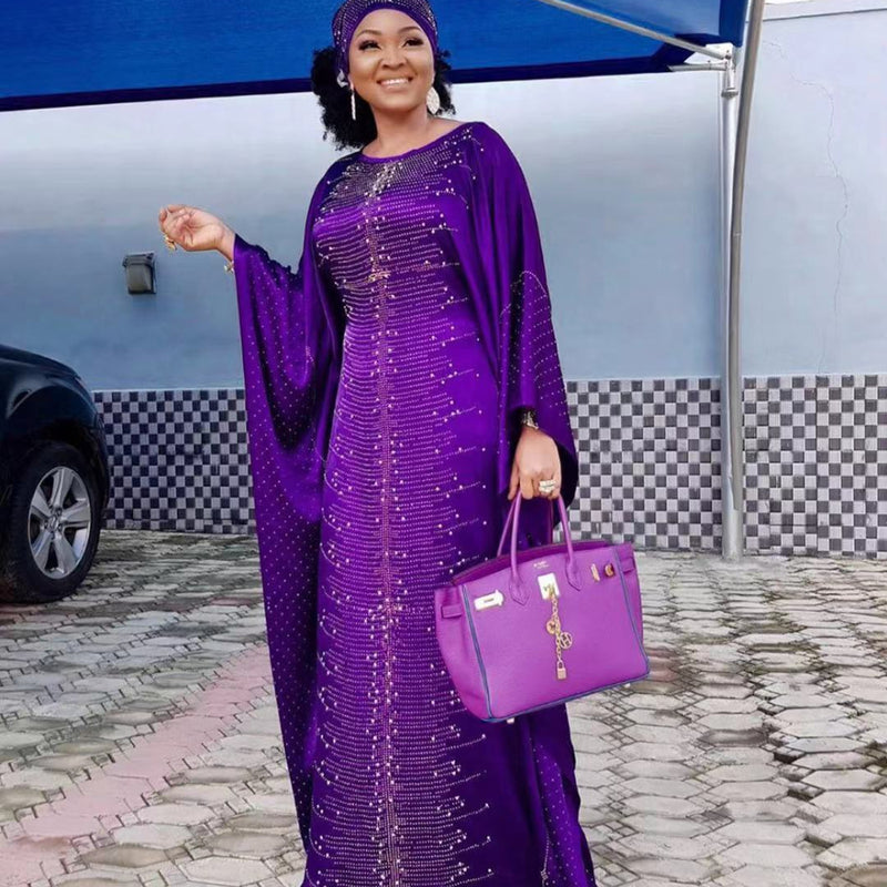 African Dashiki Dress plus Size Women's round Neck Wide Robe