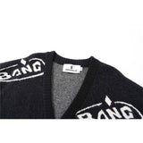 Men Sweater Letter Jacquard Sweater Coat Men's Cardigan Sweater