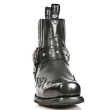 Justin Yellowstone Boots Men'S Short Boots Embroidered Chunky Heel Black Martin Boots