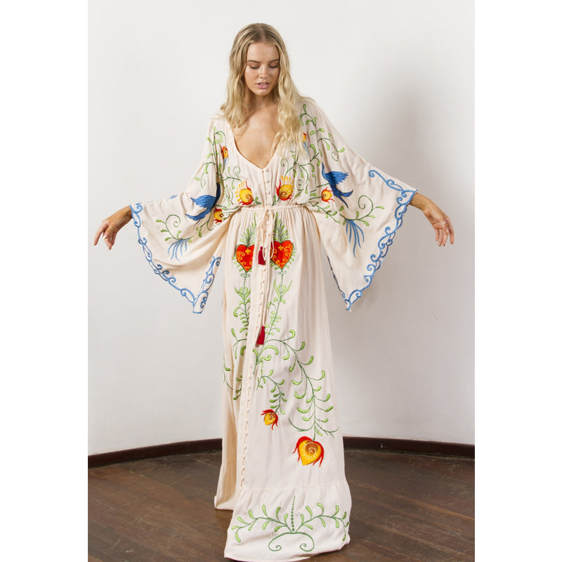 Beth Dutton Bohemian Dress Winter Autumn Maxi Dresses Summer Embroidered Hollow Tassel Dress