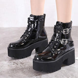 Platform Heels for Women Winter round Head Thick Bottom High Heel Front Lace-up Women's Ankle Boots