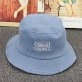 Denim Bucket Hat Fishing Cap Cotton Print Fisherman Hat Think Letter Summer Sunshade Casual