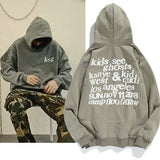 Kanye West Sunday Service Hoodie Letter Puff Print Gray Green Fleece Hoodie