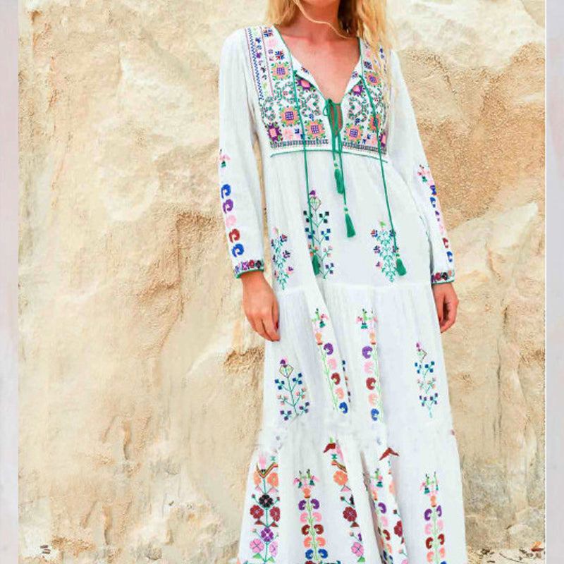 Beth Dutton Bohemian Dress Winter Autumn Maxi Dresses Long Sleeve Dress