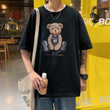 Men T-shirt Cartoon Anime Print round Neck Half Sleeve