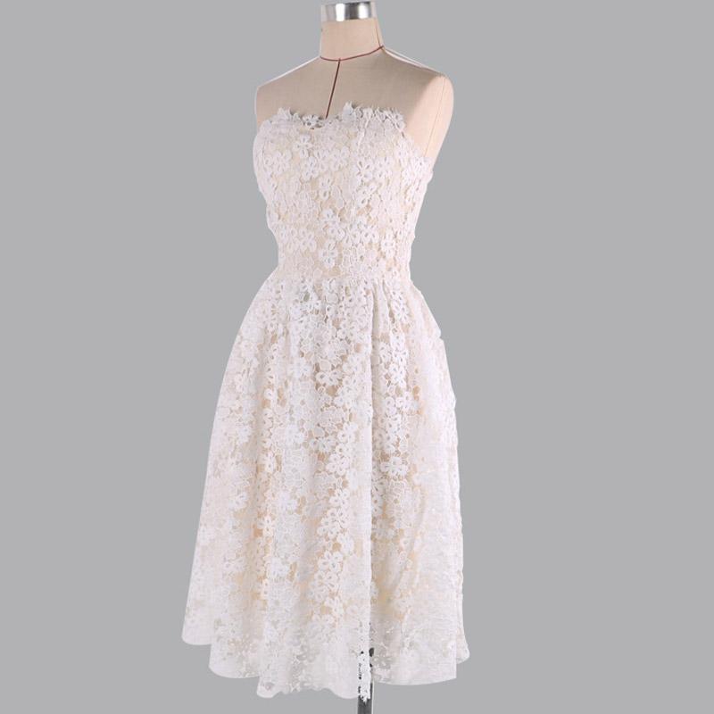 Women Lace Wedding Dress Summer Dress Sexy Tube Top Dress Short Dress