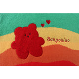 Men Sweater Bear Embroidery Rainbow Striped Knitwear Men's Pullover