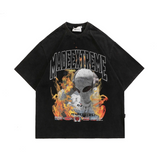 Y2g Shirts for Boys Street Retro Washed Printed Short Sleeve Men