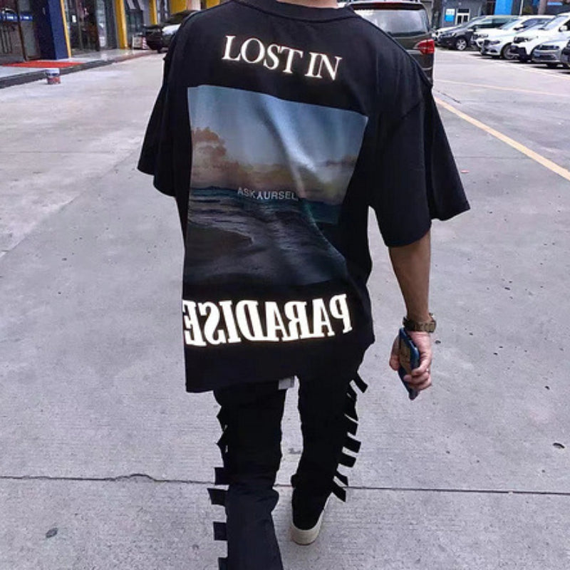 Askyurself T Shirt Loose Short Sleeve Reflective T-shirt