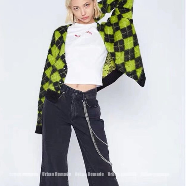Coachella Music Festival Outfits Autumn and Winter V-neck Mohair Knitted Cardigan Sweater