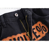 Man Fall Outfits Love Heart Letter Print Overalls Versatile Loose Straight Trousers