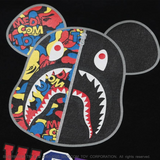 Bape Bearbrick T Shirt Beii & Bape Classic Pattern Summer Pure Cotton Same Style For Men And Women