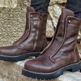 Yellowstone Cowboy Boots Round Head Men'S Short Tube Dr. Martens Boots Thick Bottom Plus Size Men'S Shoes