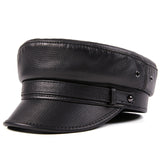 Captains Hat Autumn and Winter Motorcycle Men's Leather Rock Navy Hat Captain