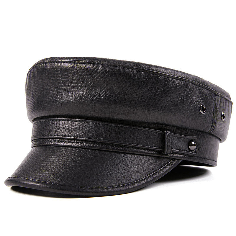 Captains Hat Autumn and Winter Motorcycle Men's Leather Rock Navy Hat Captain