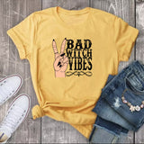 Halloween Costumes Bad Witch Vibe Shirt Bad Witch Vibes Printed Loose Fashion Men's and Women's Short-Sleeved T-shirt