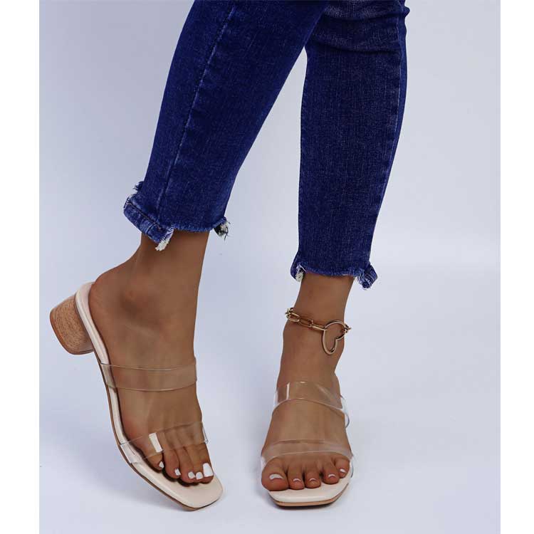 High Heels Slippers Summer Chunky Heel Plus Size Slippers Sandals