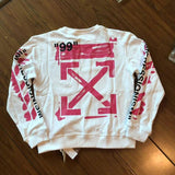 Off White Crew Neck Pullover Sweatshirt Plus Size Retro Sports Sweatshirts Owt