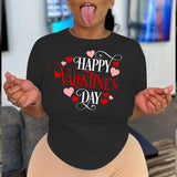 Valentine's Day T Shirts Couples T6001 Valentine's Day Short Sleeve round Neck Printed Hipster T-shirt