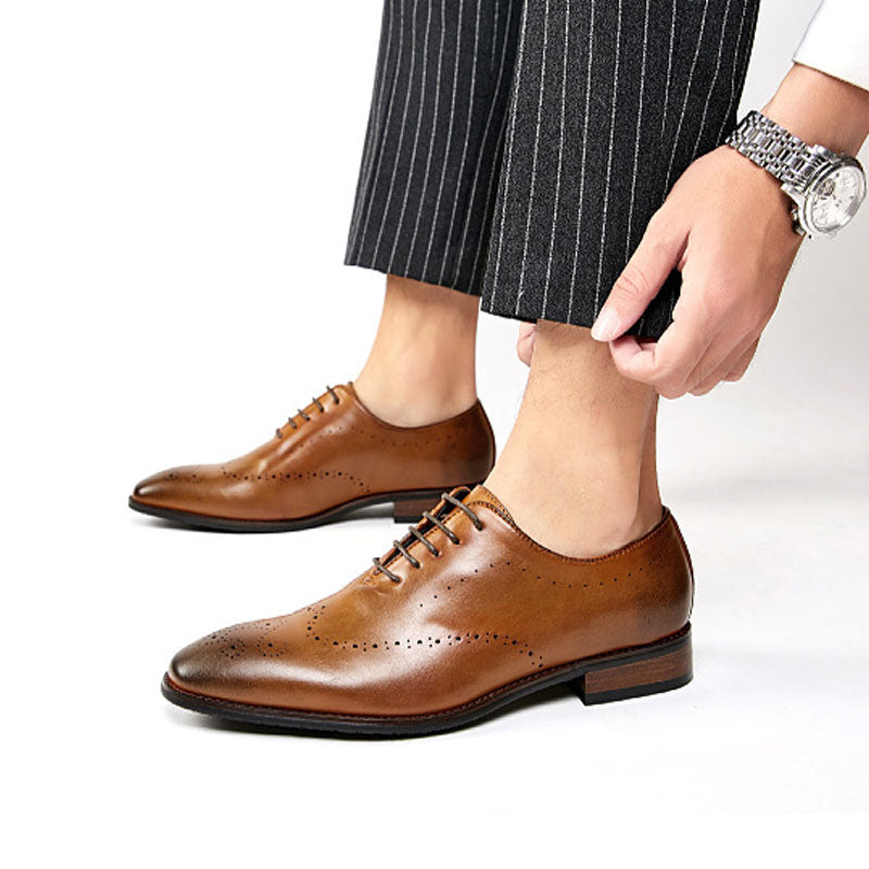 Men's Dress Shoes Classic Leather Oxfords Casual Cushioned Loafer Leather Shoes Men's Business Formal Wear Leather Shoes Casual Shoes