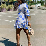 African Dashiki Dress V-neck Printed Waist-Controlled Dress