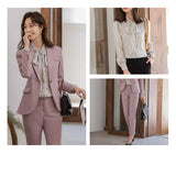 Interview Suit Women's Fall Long-Sleeved Pink Two-Piece Set