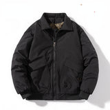 Varsity Jacket Retro Lapels Cotton Jacket Men'S Solid Color