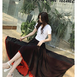 MIDI Mauve Skirt Summer Chiffon Half-Length Dress Beach Vacation
