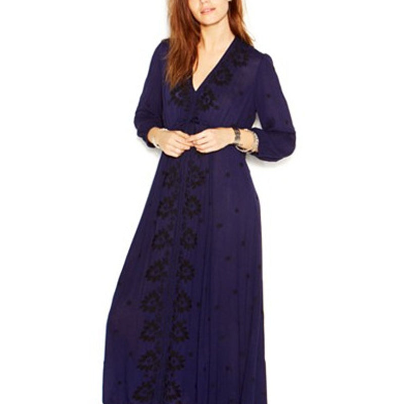 Beth Dutton Bohemian Dress Winter Autumn Maxi Dresses Pepper Embroidery