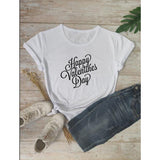 Valentine's Day T Shirt Happy Valentine Day Men's and Women's Letters Street Style Short Sleeve