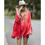 Beth Dutton Bohemian Dress Summer Spring Midi Dress Embroidered Flower Vacation