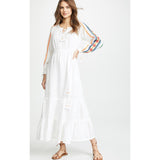 Beth Dutton Bohemian Dress Winter Autumn Midi Dresses Embroidered Long Sleeve Long Dress