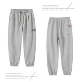Grey Sweatpants Winter Velvet Sport Trousers Men's Loose Autumn and Winter