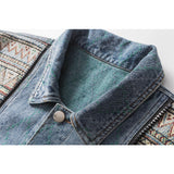 Men Denim Jackets Spring and Autumn Stitching Denim Jacket Men Baggy Coat