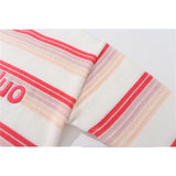 Men Sweater Idle Style Letter Embroidery Mixed Color Stripe Sweater Men's Pullover Sweater
