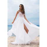 See through Wedding Dress Chiffon Dress Prom Evening Dress Split Swing Dress