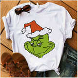Men and Women Grinch Shirt Grinch Print Oversized Loose-Fitting T-shirt